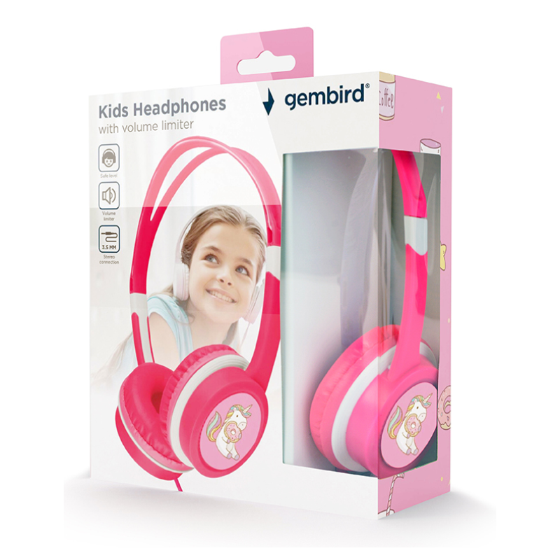 AURICULARES PARA NINOS GEMBIRD CONTROL DE VOLUMEN ROSA
