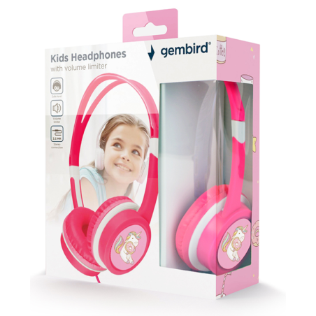 AURICULARES PARA NINOS GEMBIRD CONTROL DE VOLUMEN ROSA