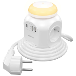 REGLETA ENCHUFES AISENS 4 TOMAS 1XUSB C 20W PD30 2XUSB A 18W QC30 LUZ 18M