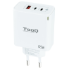 CARGADOR DE PARED TOOQ GAN 2USB C PD USB A QC 65W