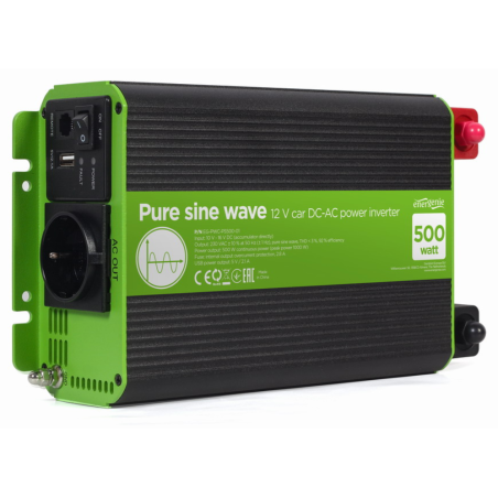 INVERSOR CORRIENTE DC AC GEMBIRD COCHE DE ONDA SINUSOIDAL PURA DE 12 V 500 W