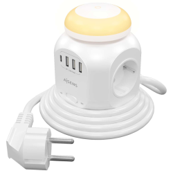 REGLETA ENCHUFES AISENS 4 TOMAS 1XUSB C 3XUSB A LUZ NOCTURNA 18M BLANCO