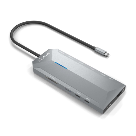 USB C DOCK AISENS 12 EN 1 2xHDMI 4K RJ45 3xUSB A 2xUSB C 1xUSB C PD 15CM