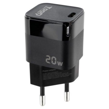 CARGADOR PARED USB C PD 20W NEGRO