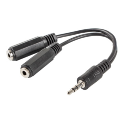 ADAPTADOR LANBERG JACK STEREO MACHO A JACK STEREO HEMBRA X2 10 CM NEGRO