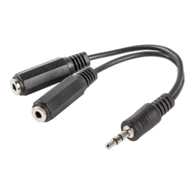 ADAPTADOR LANBERG JACK STEREO MACHO A JACK STEREO HEMBRA X2 10 CM NEGRO