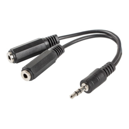 ADAPTADOR LANBERG JACK STEREO MACHO A JACK STEREO HEMBRA X2 10 CM NEGRO