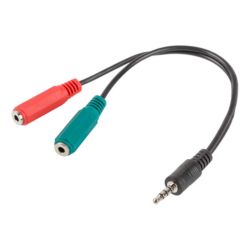 ADAPTADOR LANBERG MINIJACK 35MM M 4PIN 2X MINIJACK 35MM H 3PIN