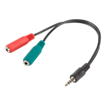 ADAPTADOR LANBERG MINIJACK 35MM M 4PIN 2X MINIJACK 35MM H 3PIN
