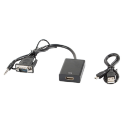 ADAPTADOR LANBERG VGA MACHOAUDIO 35MM JACK HDMI HEMBRA 20 CM NEGRO