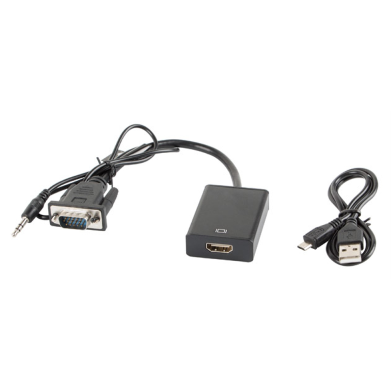 ADAPTADOR LANBERG VGA MACHOAUDIO 35MM JACK HDMI HEMBRA 20 CM NEGRO