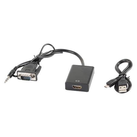 ADAPTADOR LANBERG VGA MACHOAUDIO 35MM JACK HDMI HEMBRA 20 CM NEGRO