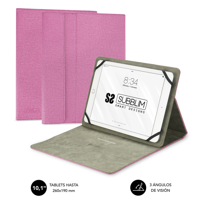 FUNDA TABLET SUBBLIM CLEVER STAND TABLET CASE 101 PINK