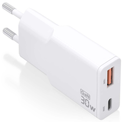 CARGADOR AISENS GAN ULTRA DELGADO 30W USB C PD30 QC40 USB A QC30
