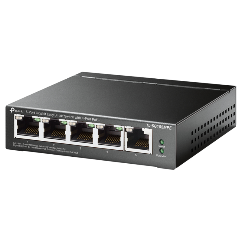 SWITCH TP LINK PROFESSIONAL 5 PORT GIGABIT EASY SMART 4 PORT POE