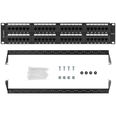 PATCH PANEL LANBERG 48 PUERTOS 2U 19 CAT6 NEGRO