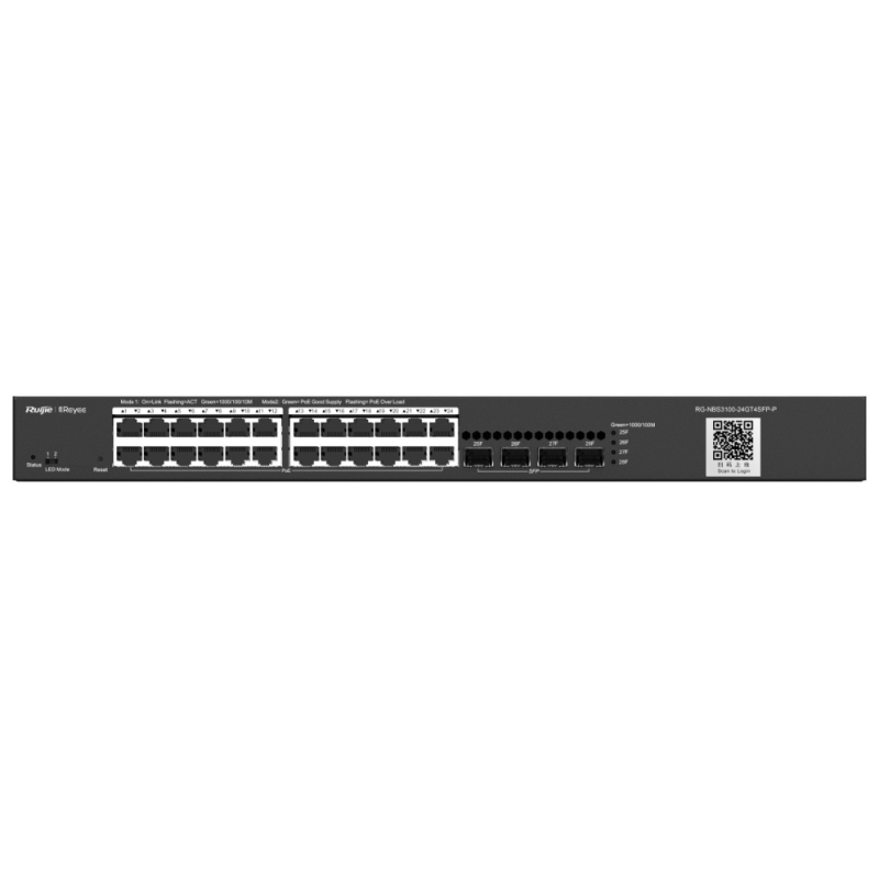SWITCH RUIJIE REYEE RG NBS3100 24GT4SFP P GIGALAN 24p SFP 4p POE L2 GESTIONABLE