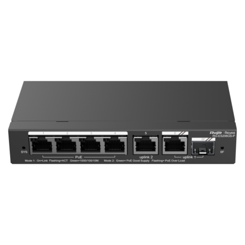 SWITCH RUIJIE REYEE RG ES206GS P GIGALAN 6p SFP 1p POE