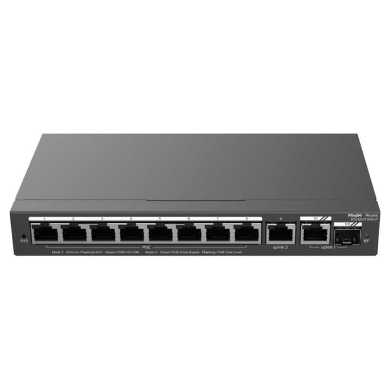 SWITCH RUIJIE REYEE RG ES210GS P GIGALAN 10p SFP 1p POE 120w