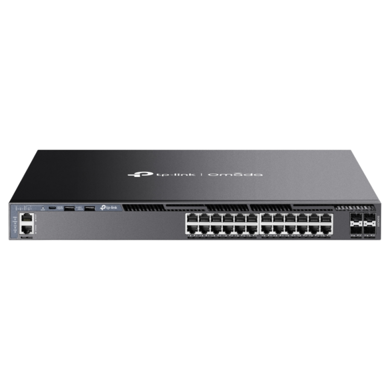 OMADA 24 PORT GIGABIT STACKABLE L3 MANAGED SWITCH WITH 4 10GE SFP SLOTS