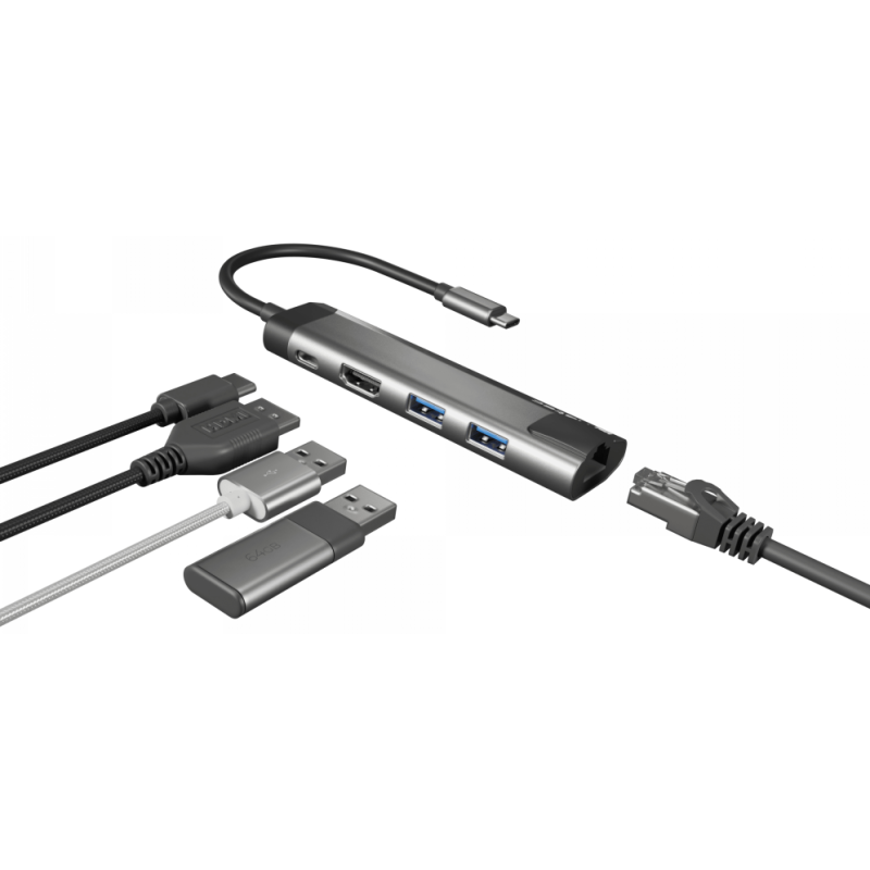 ADAPTADOR 5 IN 1 USB C NATEC FOWLER GO 2X USB 30 HUB HDMI 4K USB C PD