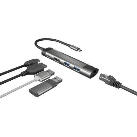 ADAPTADOR 5 IN 1 USB C NATEC FOWLER GO 2X USB 30 HUB HDMI 4K USB C PD