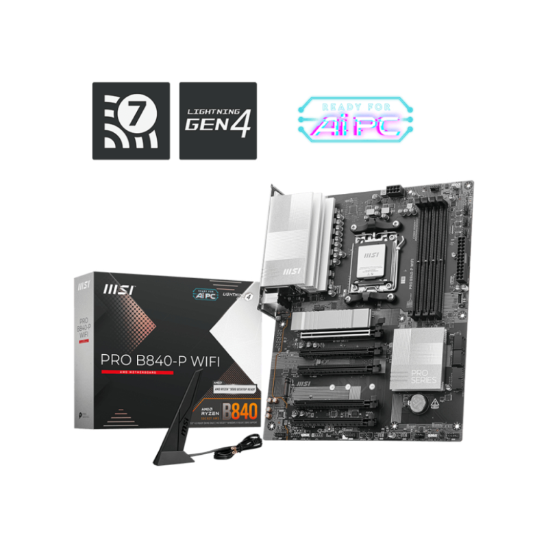 PLACA BASE MSI PRO B840 P WIFI PCI E 16x Gen4 M2 Gen4