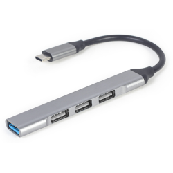 CONCENTRADOR GEMBIRD USB TIPO C 4P USB3 X 1 PUERTO USB2 X 3 PUERTOS SILVER