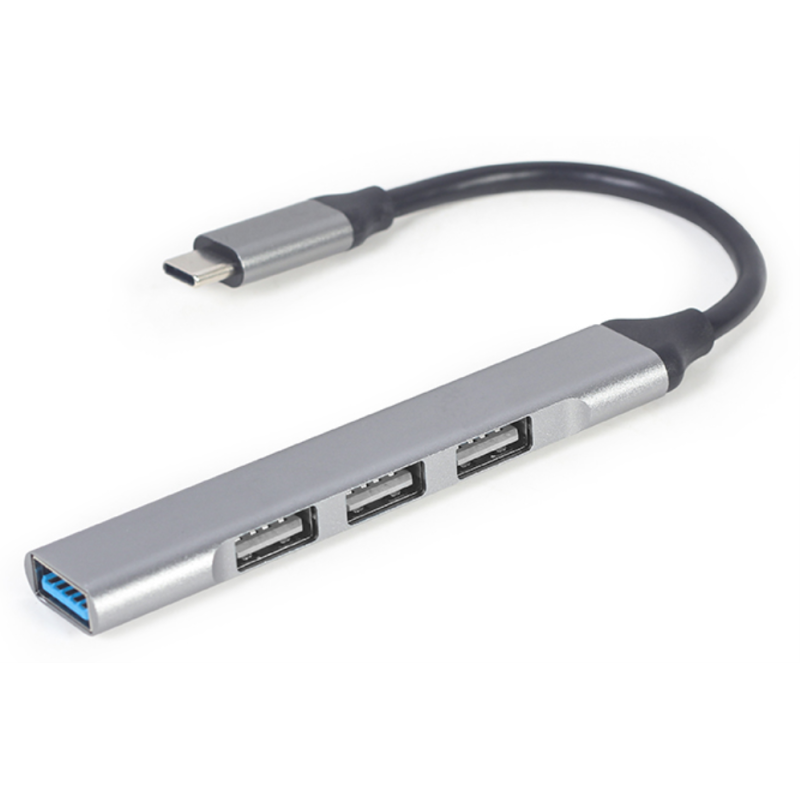 CONCENTRADOR GEMBIRD USB TIPO C 4P USB3 X 1 PUERTO USB2 X 3 PUERTOS SILVER