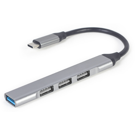 CONCENTRADOR GEMBIRD USB TIPO C 4P USB3 X 1 PUERTO USB2 X 3 PUERTOS SILVER