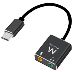 CABLE ADAPTADOR AUDIO EWENT USB C A 2 JACK 35 mm AURICULAR Y MICRO
