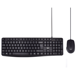 COMBO TECLADO RATON EWENT PORTUGUES ESCRITURA SILENCIOSAUSB NEGRO