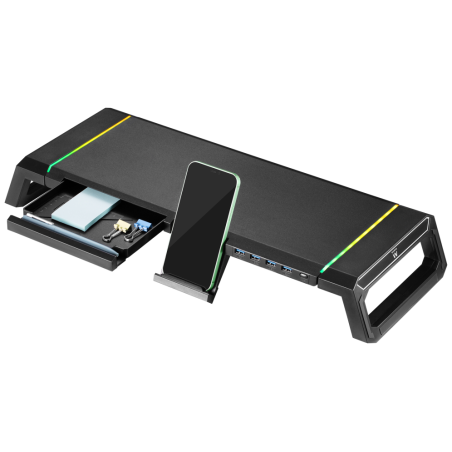 SOPORTE PLEGABLE MONITOR RGB CON CAJON SOPORTE PARA SMARTPHONE 4 PUERTOS