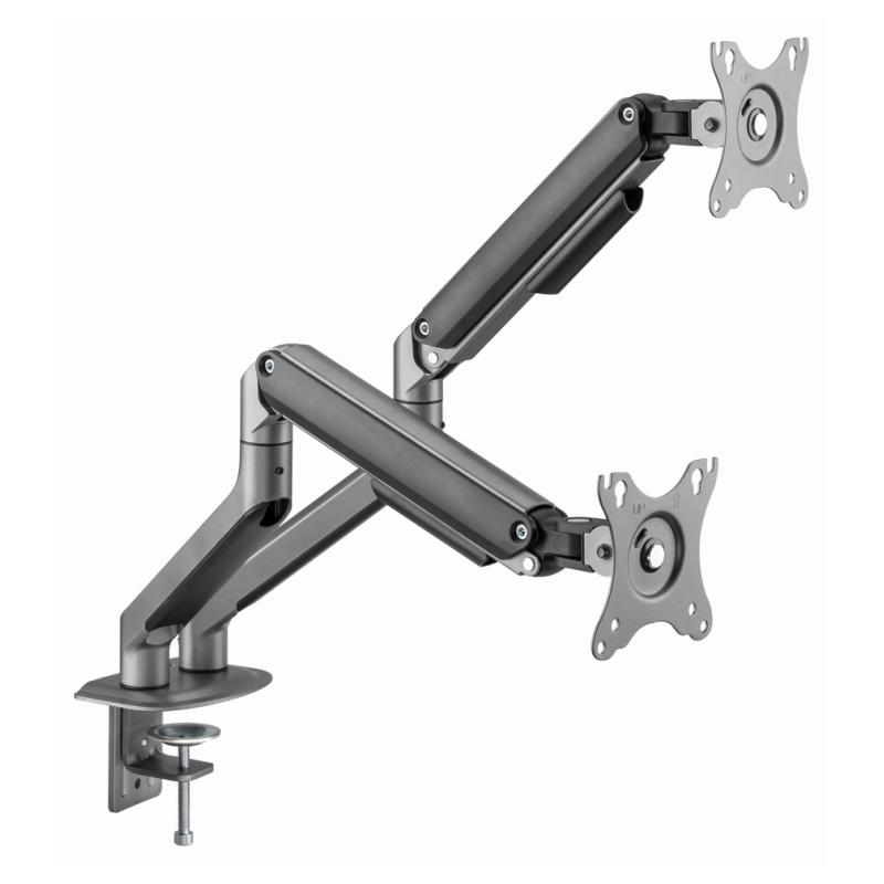 BRAZO DE MONITOR GEMBIRD PARA 2 PANTALLAS DE ESCRITORIO GRIS ESPACIAL