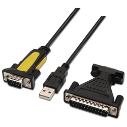 CONVERSOR AISENS USB A SERIE A M RS232 DB9 M DB25 M NEGRO 18M