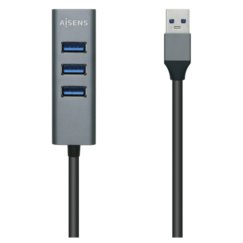 HUB AISENS USB 30 ALUMINIO TIPO A M 4XTIPO A H GRIS 10CM