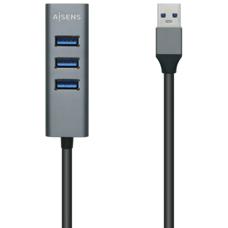 HUB AISENS USB 30 ALUMINIO TIPO A M 4XTIPO A H GRIS 10CM
