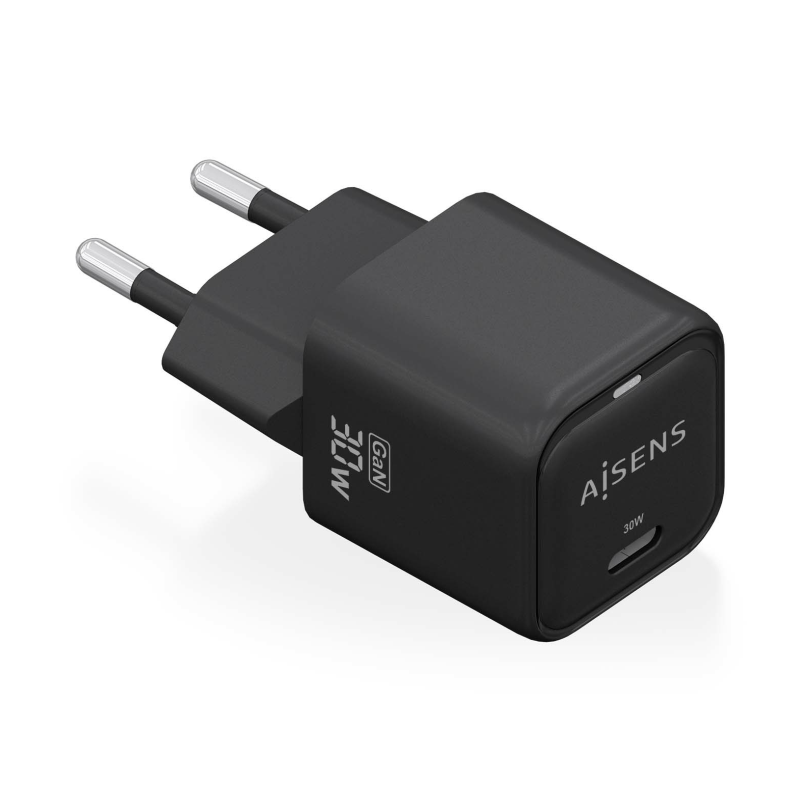 CARGADOR AISENS GAN 30W 1XUSB C PD30 QC40 NEGRO