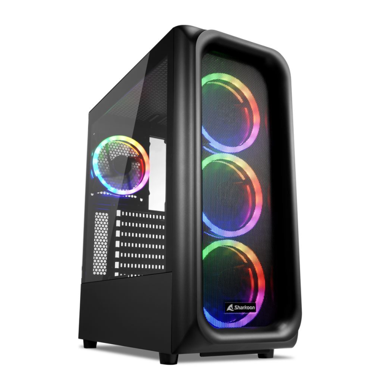 CAJA SHARKOON TK5M RGB ATX 2XUSB30 1XUSBtipoC SIN FUENTE NEGRO