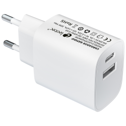 LEOTEC CARGADOR 20W CARGA RAPIDA 1 USB TIPO C PD 1 USB A BLANCO