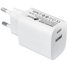 LEOTEC CARGADOR 20W CARGA RAPIDA 1 USB TIPO C PD 1 USB A BLANCO
