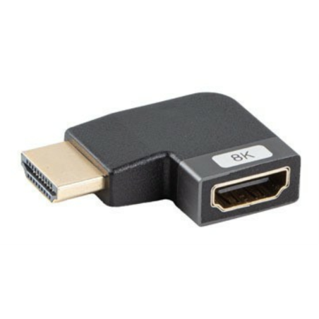 ADAPTADOR 8K LANBERG HDMIM A HDMIH ANGULO IZQUIERDA ALUMINIO PLATA