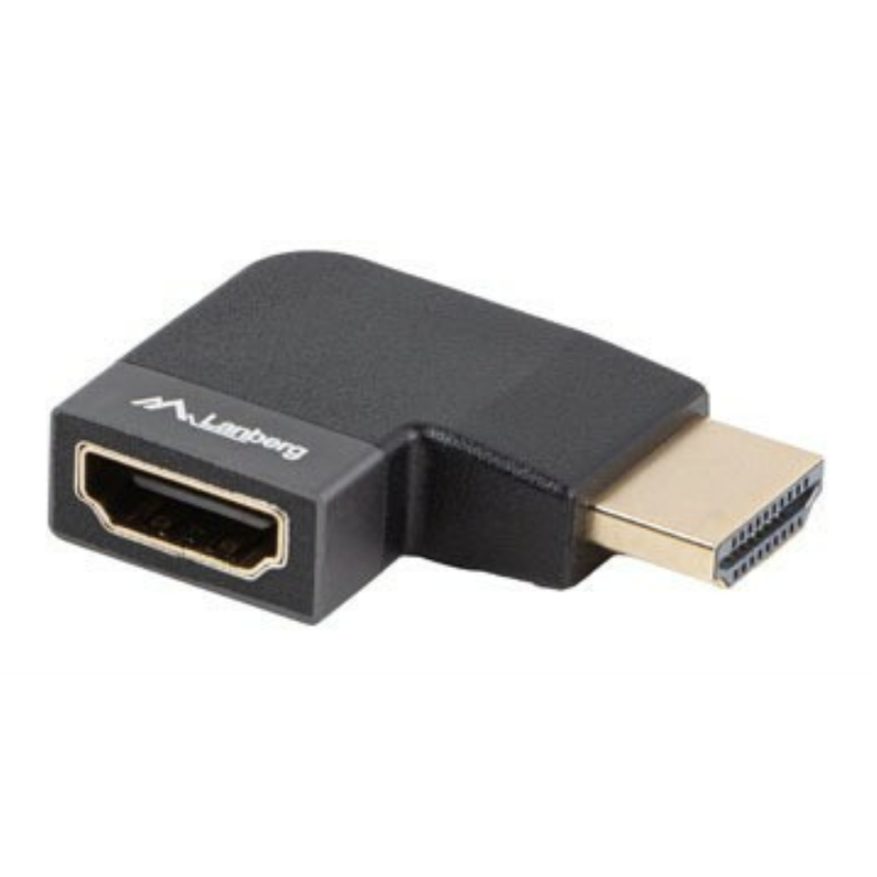 ADAPTADOR 8K LANBERG HDMIM A HDMIH ANGULO DERECHA ALUMINIO PLATA