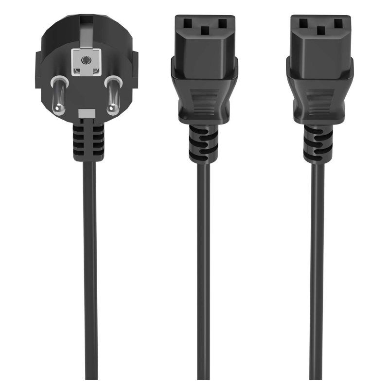 CABLE ALIMENTACION CPU AISENS CEE7 M 2XC13 H NEGRO 3mts