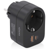 REGLETA PARED AISENS 1 TOMA USB C 20W PD30 USB A 20W QC30 NEGRO