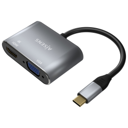 CABLE CONVERSOR AISENS USB C A VGA HDMI 4K GRIS 15CM