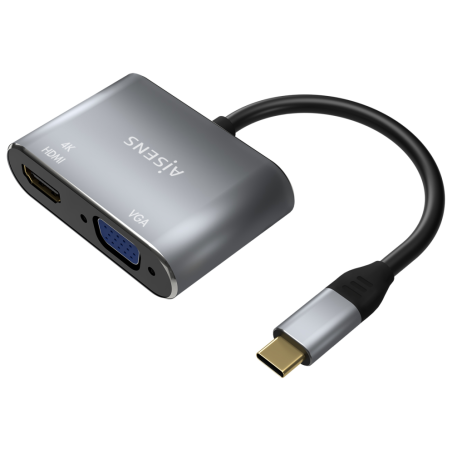 CABLE CONVERSOR AISENS USB C A VGA HDMI 4K GRIS 15CM