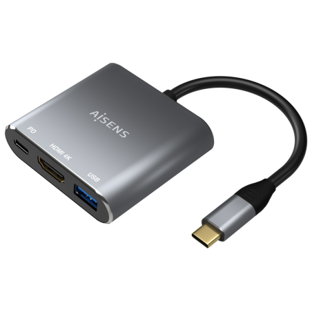 CABLE CONVERSOR AISENS USB C A HDMI USB C PD USB 30 TIPO A GRIS 15CM