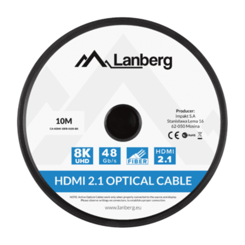 CABLE HDMI AOC LANBERG V21 M M OPTICO ACTIVO 8K60HZ 10M NEGRO