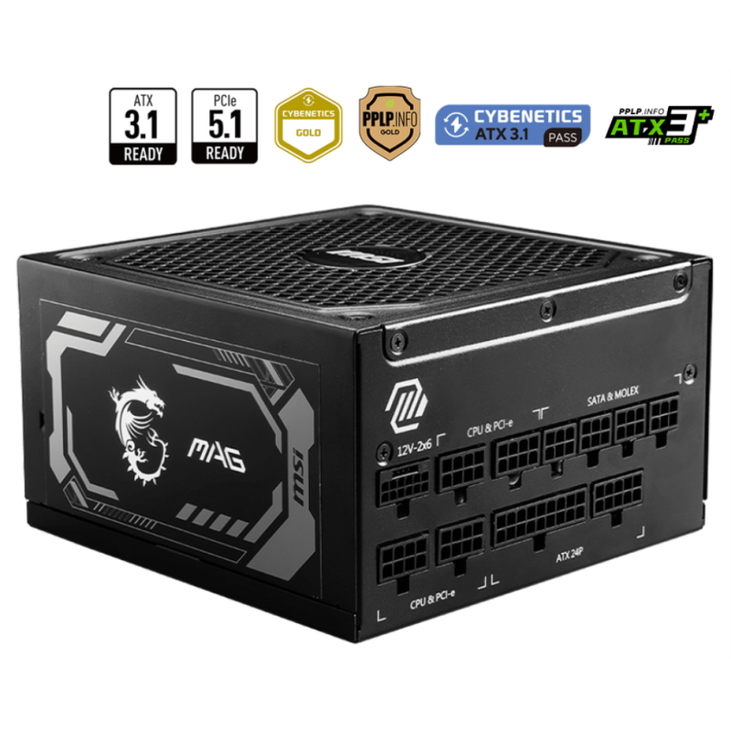 FUENTE ALIMENTACION MSI MEG A1250GL PCIE5 1250W 80 PLUS GOLD